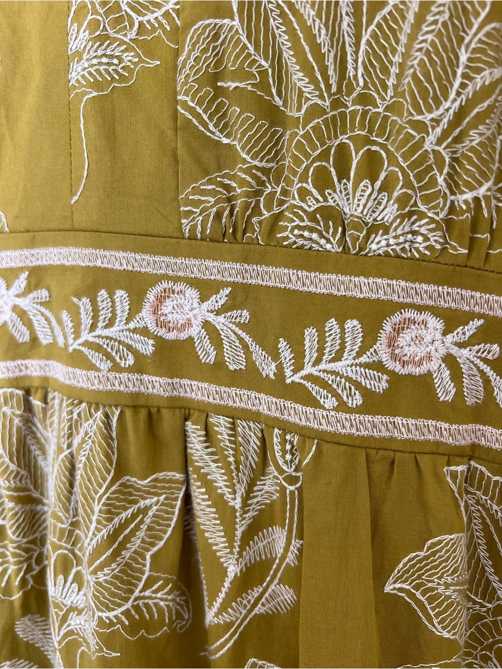 Embroidered Spartina 449 Dress Mustard Chartreuse Yellow Floral Midi Maxi XXL - Picture 10 of 14